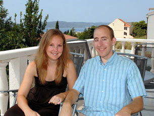 Kelly and Jay on the balcony of our old Meje apartment