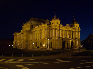 Zagreb's theater at night
